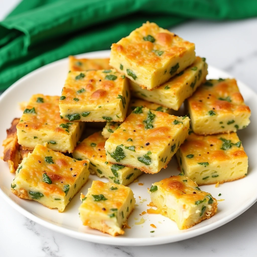 A crispy, golden Starbucks Potato Chive Bake Recipe cut into squares, showing tender potato layers, melted cheese, and fresh chives, served on a white plate.